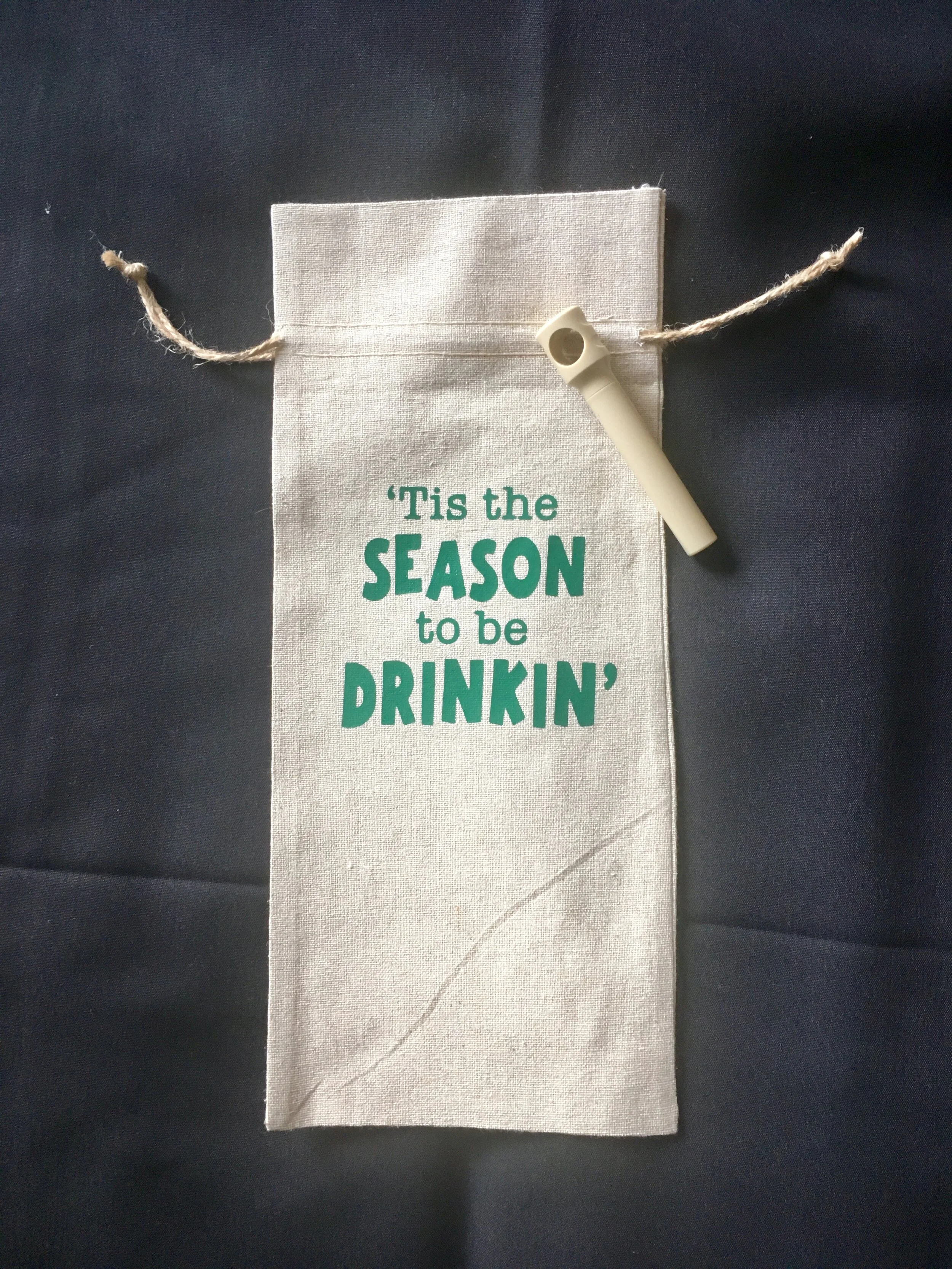 Tis The Season To Be Drinkin' Wine Bag with Corkscrew