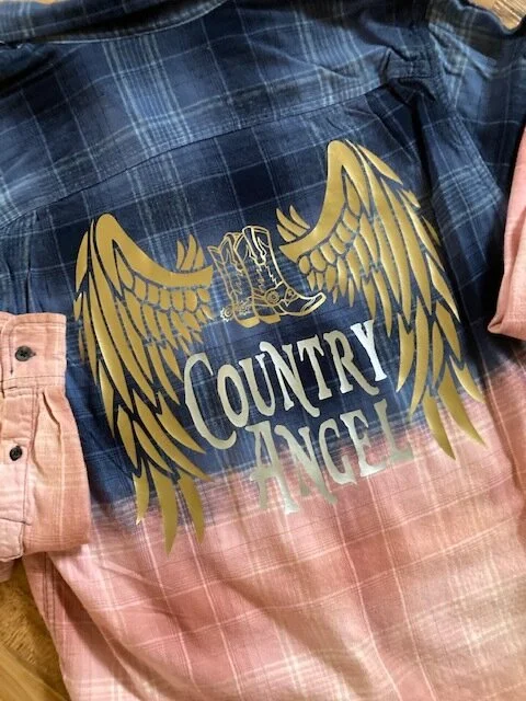 Country Angel Distressed Flannel Shirt