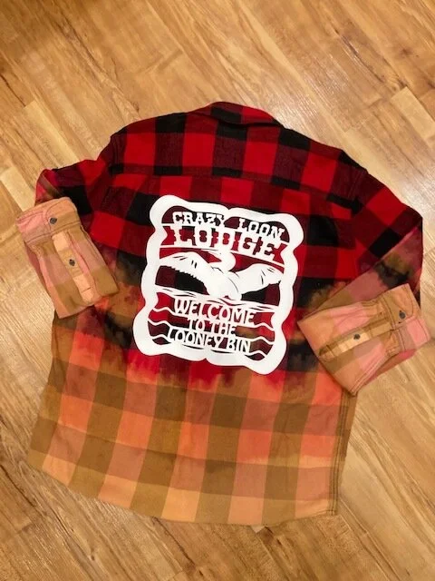 Crazy Loon Lodge Welcome To The Looney Bin Distressed Flannel Shirt