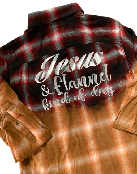 Jesus and Flannel Kind Of Day Distressed Button Down Flannel Shirt