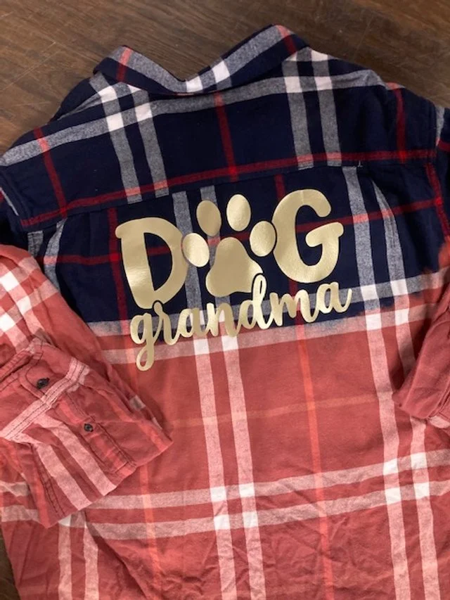 Dog Grandma Distressed Flannel Shirt