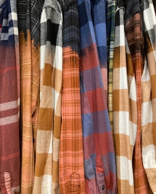 Mystery distressed bleached flannel shirt with unique patterns