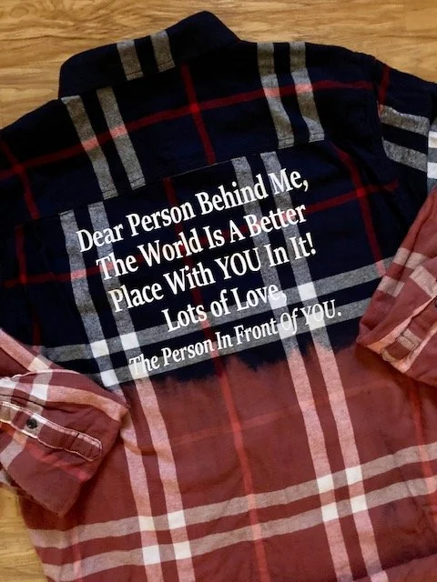 Dear Person Behind Me distressed bleached flannel shirt