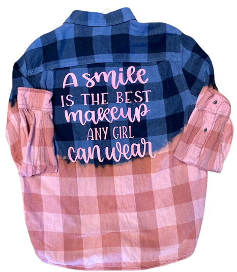 A Smile Is The Best Makeup Any Girl Can Wear Distressed Flannel Shirt