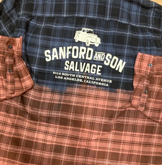 TV Show Sanford and Son Salvage distressed flannel shirt