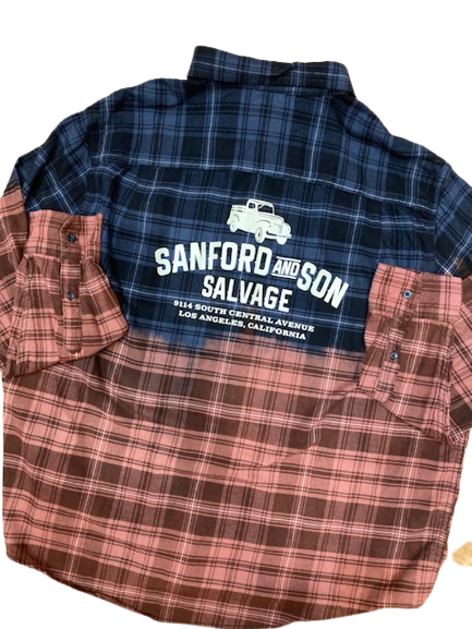 Sanford and Son's Salvage Yard Distressed Bleached Flannel Shirt