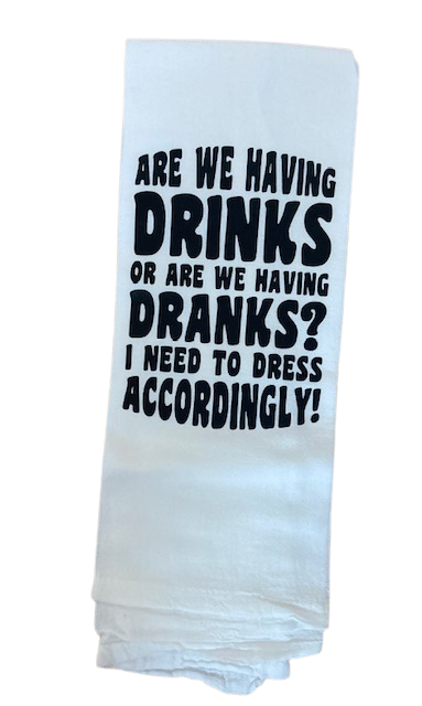 Funny drinking white ktichen towel