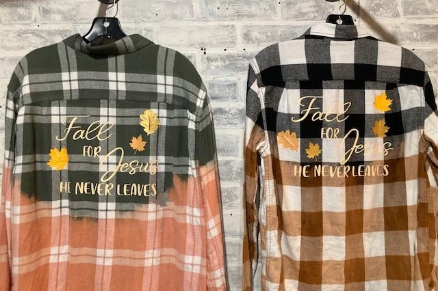Fall for Jesus green and black distressed flannel .jpg