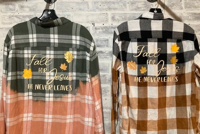 Fall for Jesus green and black distressed flannel 1.jpg