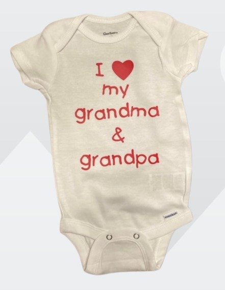 I Love Grandma and Grandpa One-Piece Baby White Bodysuit – Perfect Gift for Family