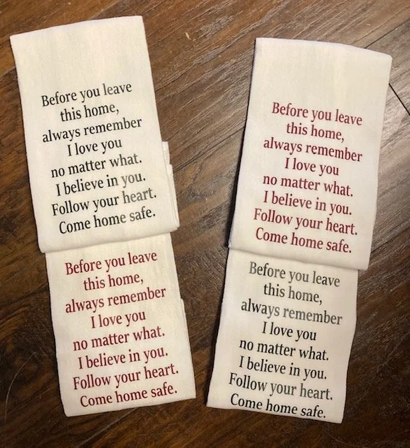 Before You Leave This Home designed Flour Sack Kitchen Towel