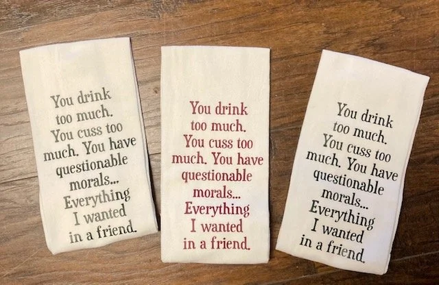 Custom designed friend kitchen white flour sack tea towel