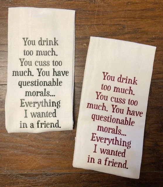 white flour sack designed kitchen tea towel dish towel for friend