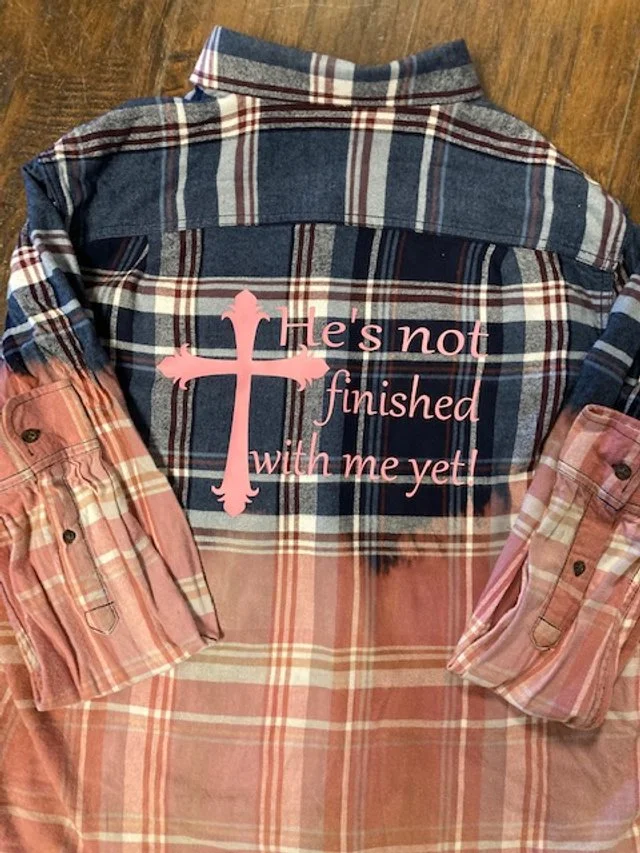 Inspirational distressed bleached flannel shirt