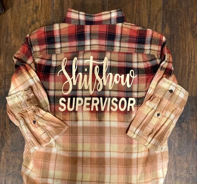 Shitshow Supervisor distressed flannel shirt at Granny Store