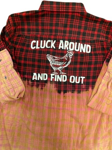 Distressed bleach flannel shirt