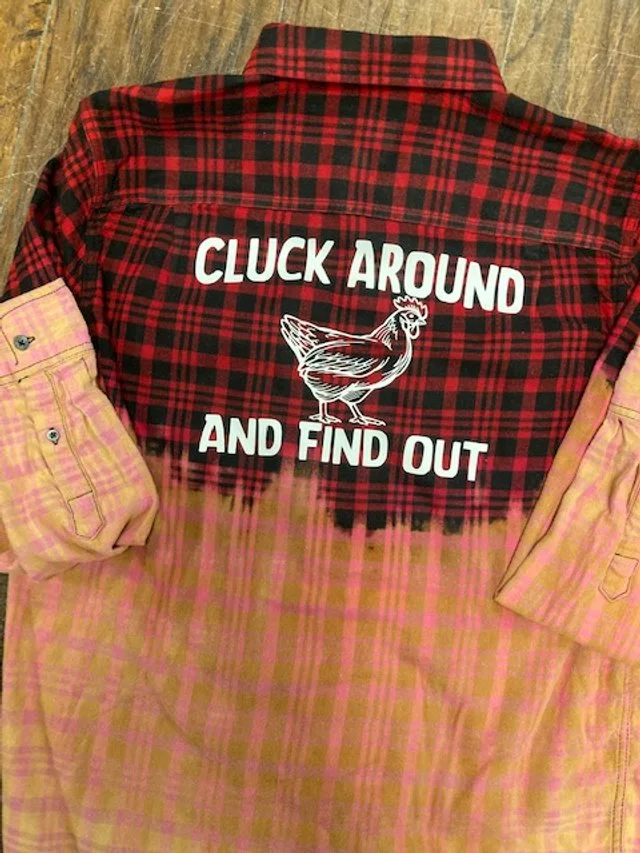 Trendy distressed flannel shirt