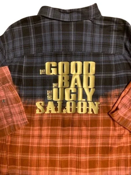 Distressed bleached flannel shirt