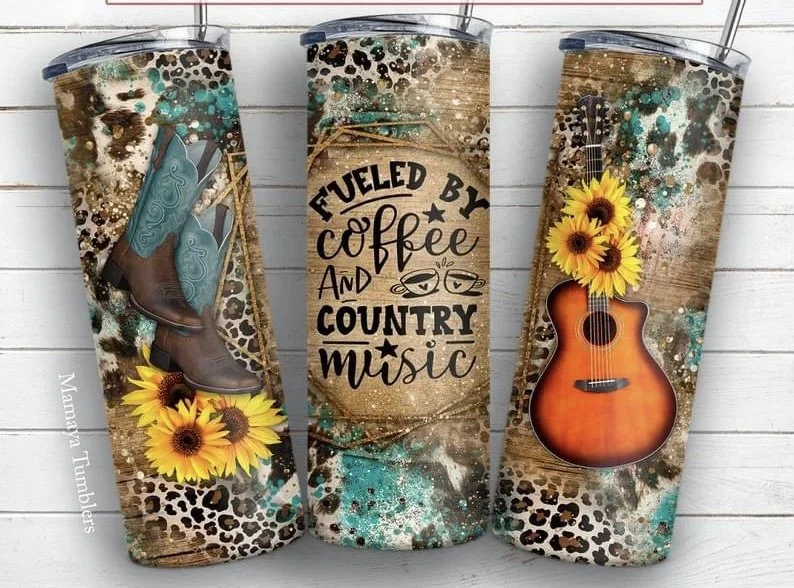 Shop Fueled by Coffee and Country Music travel mugs now.