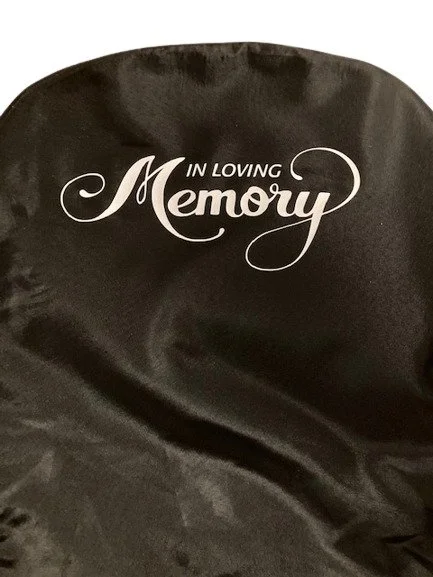 In loving memory black memorial chair covering .jpg