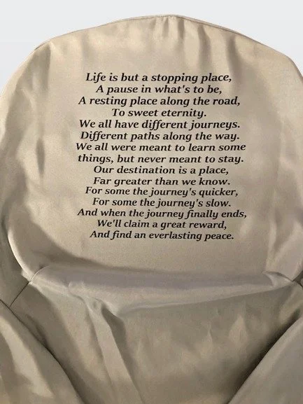 Life is a stopping place - white chair covering 1.jpg