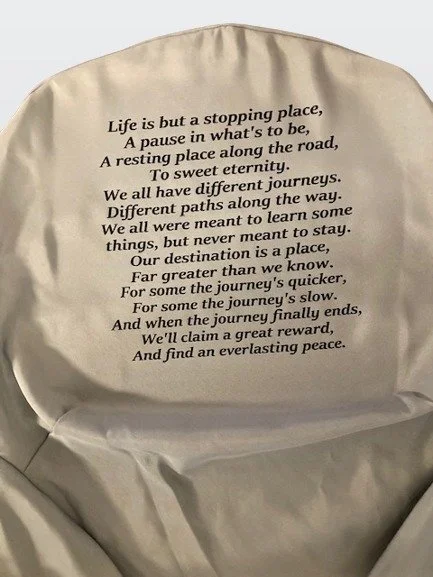 Life is a stopping place - white chair covering 2.jpg