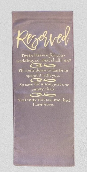I'm In Heaven for your Wedding Memorial Keepsake Eggplant Chair Runner Banner Sign