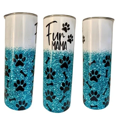 Fur Mama Pet Drinking Glass 20 Ounce Tumbler with Straw