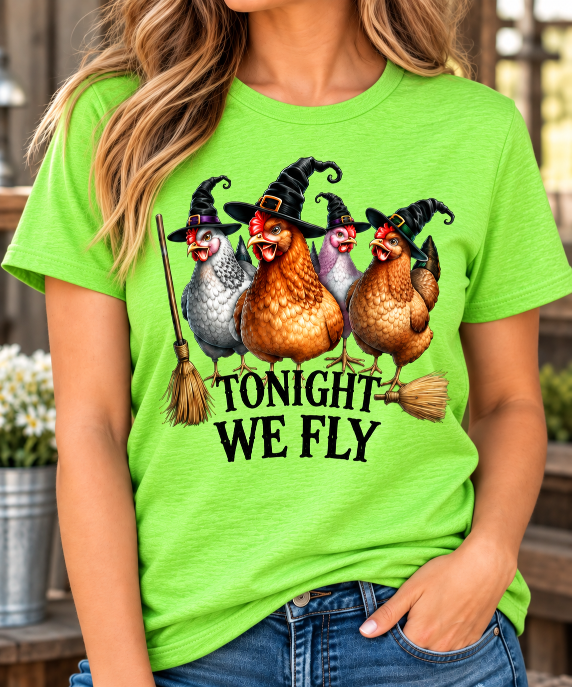 Tonight We Fly Witch Chicken Halloween T-Shirt