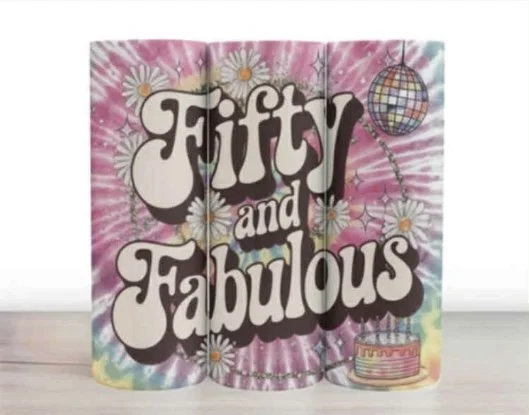 Fifty & Fabulous 20oz Stainless Steel Tumbler – 50th Birthday Gift, Funny 50th Birthday Cup, Insulated Travel Mug with Straw