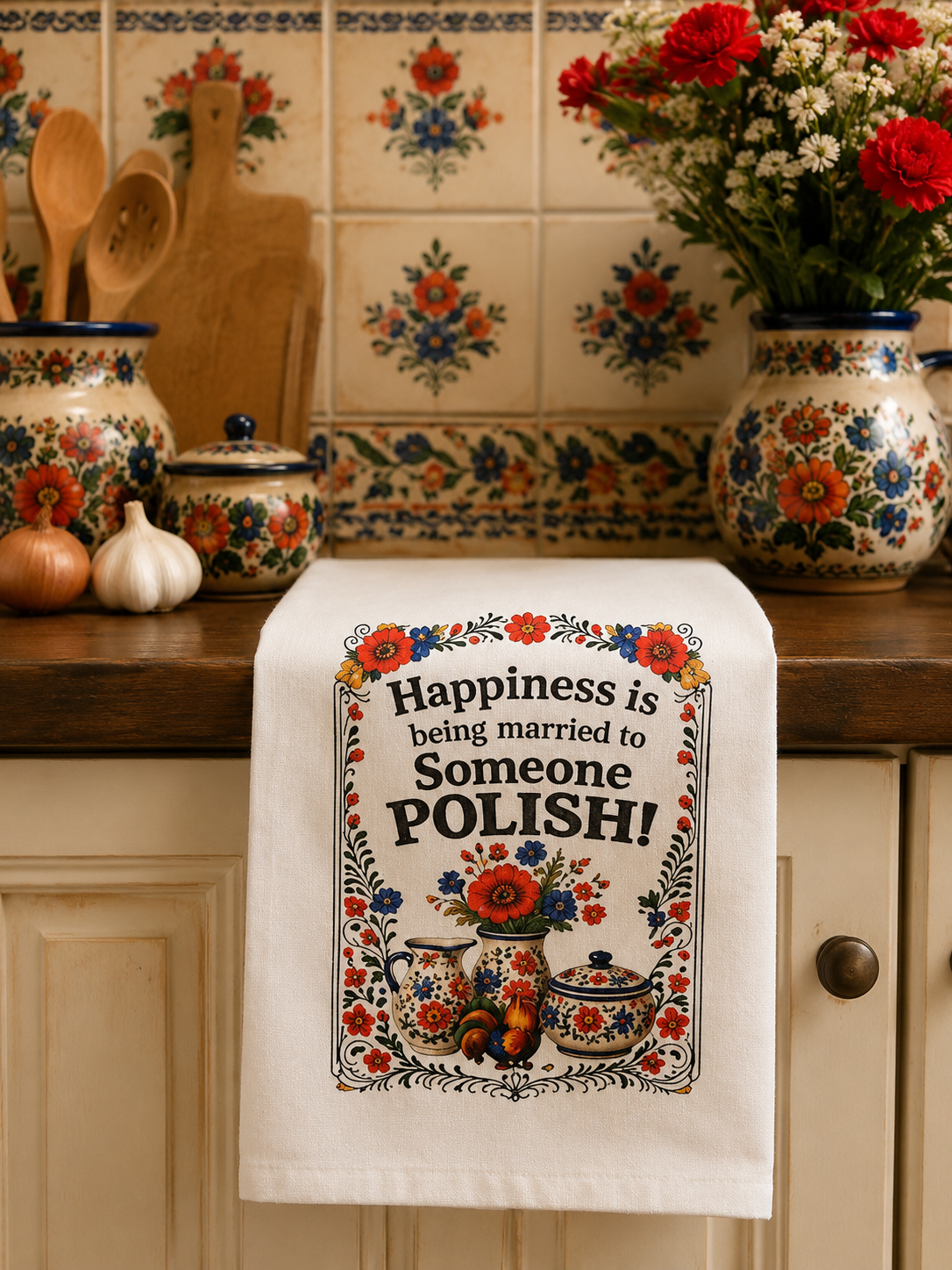 Happiness is being married to someone polish kitchen setting .png