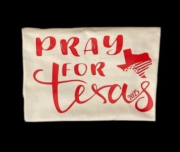 Pray for Texas 2025 t-shirt in red and blue
