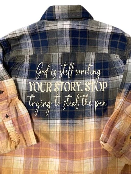 Distressed Bleach Flannel Shirt