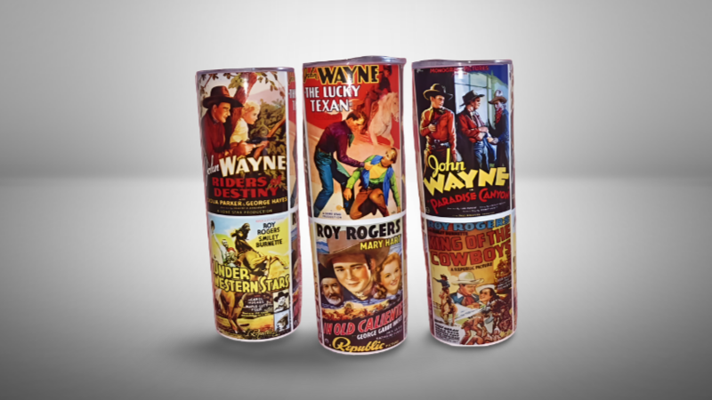 Western style drinkware tumbler in car cupholder