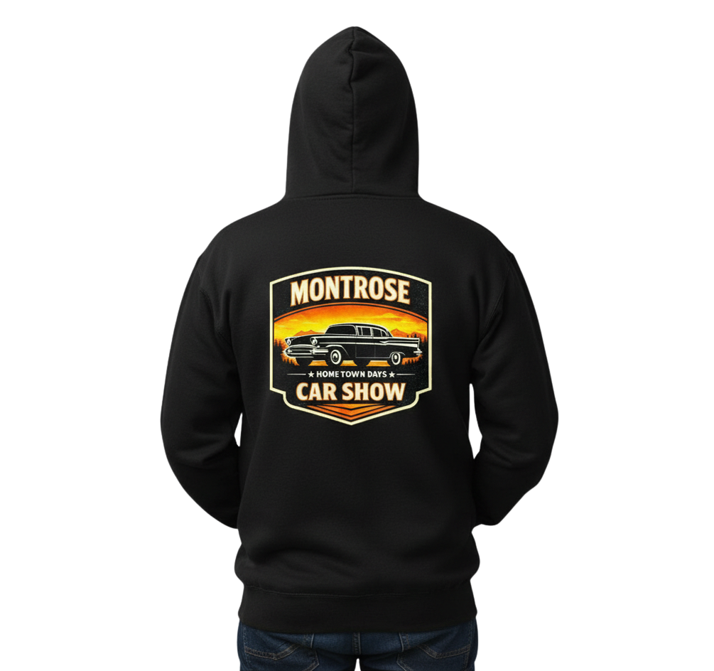 Montrose Car Show Hoodie | Car Enthusiast Pullover Sweatshirt Gray or Black