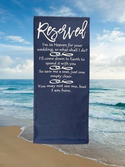 Memorial Keepsake Remembrance Chair Banner personalized to honor loved ones at weddings, graduations, and family events. A heartfelt tribute to keep memories close.