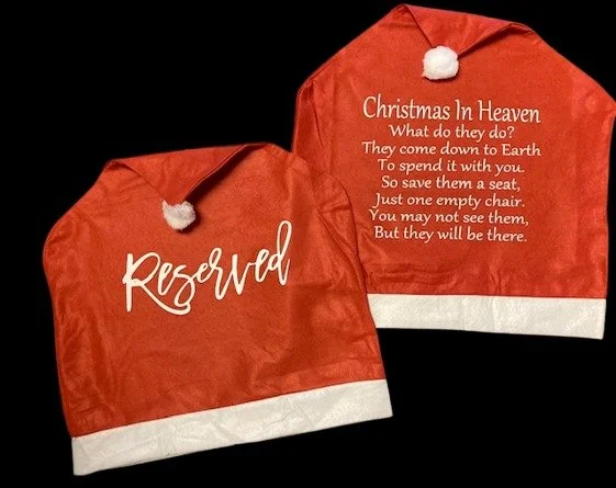 Christmas In Heaven Empty Chair Memorial Santa Hat Chair Covering