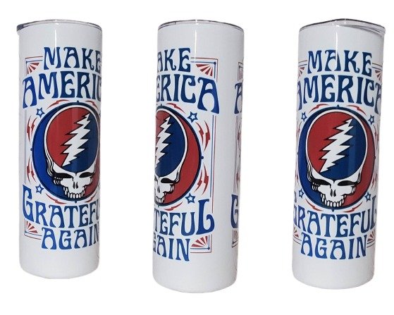Make America Grateful Again 20-Ounce Stainless Steel Tumbler with Skulls