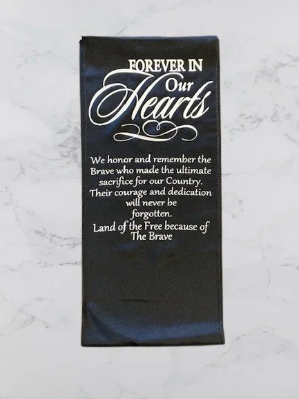 Military Memorial Keepsake Chair Banner – Remembrance Seat Covering for Honoring Fallen Heroes | Funeral, Veterans, and Memorial Ceremony Tribute