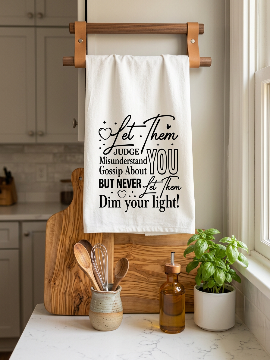Let Them Judge Flour Sack Towel – Inspirational Kitchen Dish Towel – Funny Motivational Gift – Farmhouse Tea Towel