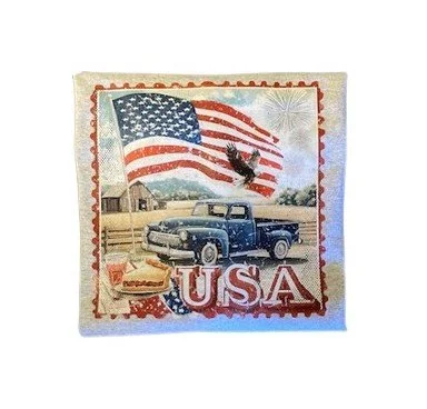 Patriotic American Flag Eagle and Vintage Blue Pickup Truck T-Shirt