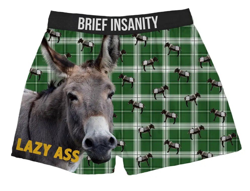 Lazy Ass Donkey Print Boxer Shorts – Funny Men’s Underwear