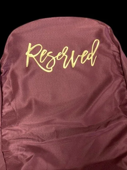 Memorial Chair Covering Maroon "I'm In Heaven for Your Wedding"