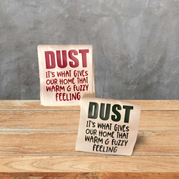 Absorbent cotton kitchen towel with humorous saying