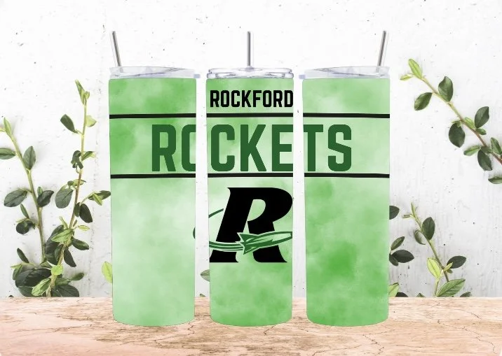 Rockford Rockets 20oz Stainless Steel School Tumbler Insulated Travel Coffee Mug with Straw School Spirit Drink Cup