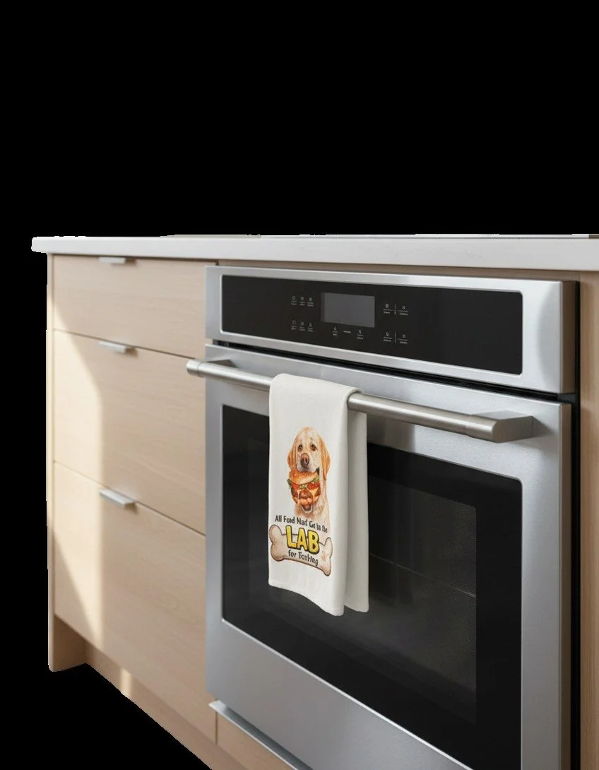 Yellow Lab funny kitchen towel dog lover gift cotton flour sack