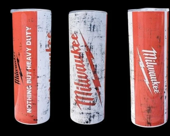 Milwaukee tumbler, heavy-duty travel mug, stainless steel drinking mug, personalized tumblers, Milwaukee fan gifts, durable travel mugs, Buffalo MN custom tumblers, hot and cold drinkware