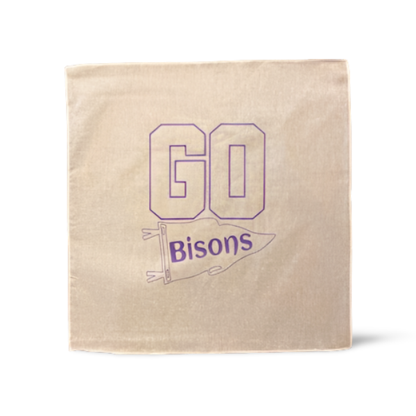 Buffalo Bison Rally Towel 13x13 Cotton Spirit Towel with Go Bison
