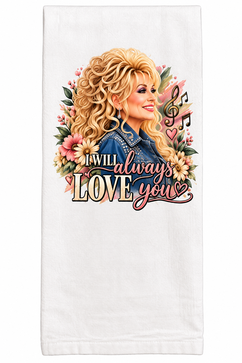Dolly Parton I Will Always Love You Flour Sack Kitchen Towel | Country Music Kitchen Decor