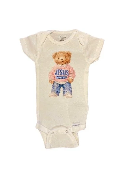 Jesus Loves Me Baby Bodysuit Organic Cotton Christian One Piece